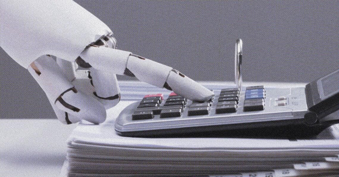 robot hand using calculator