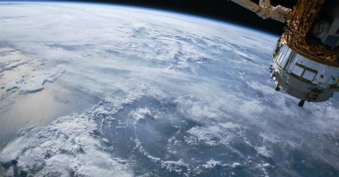 satellite in orbit over earth