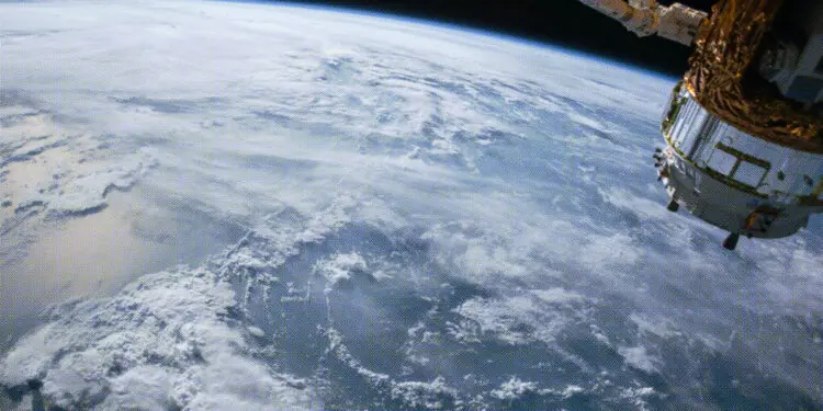 satellite in orbit over earth