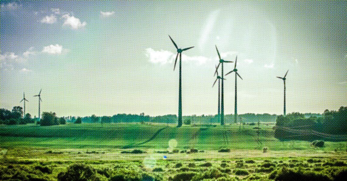 wind generators in a verdant field