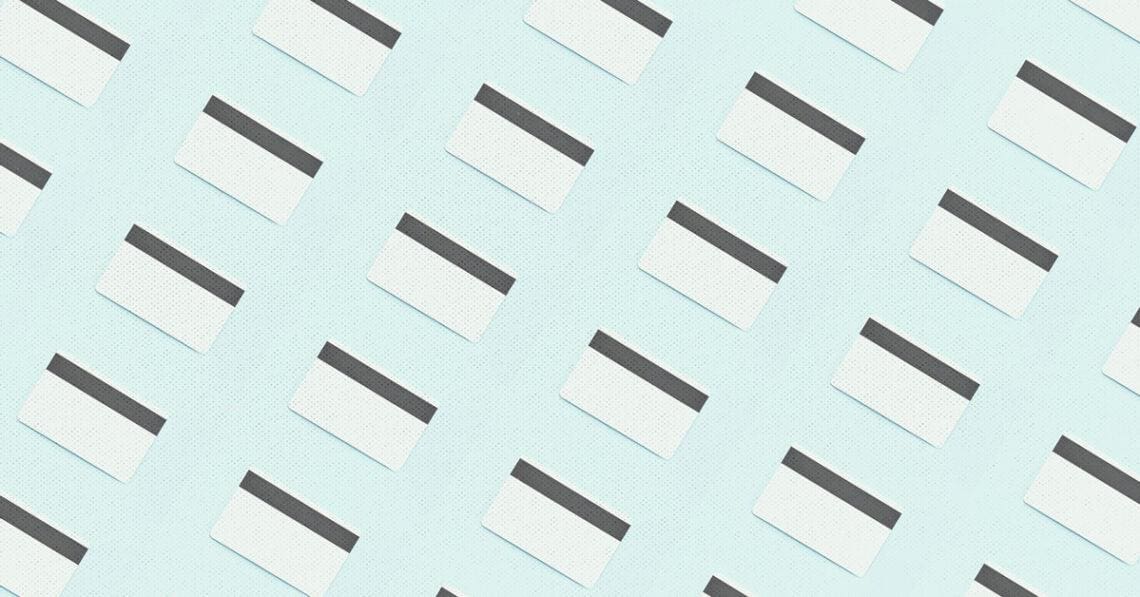 credit cards lined up