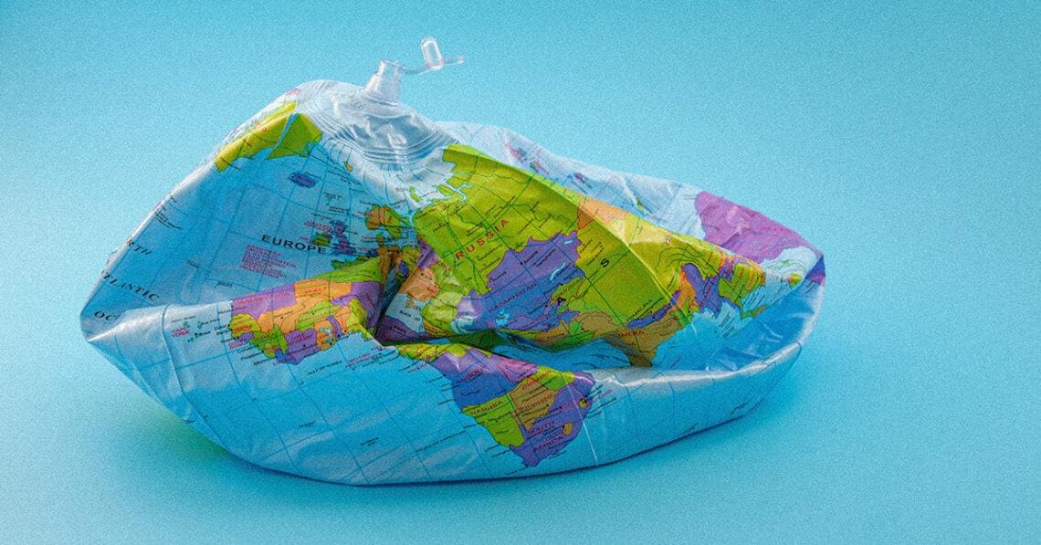 deflated plastic globe