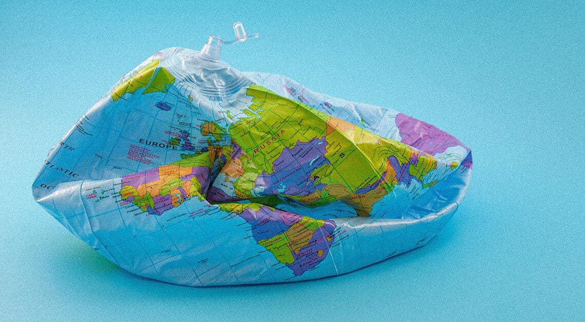 deflated plastic globe