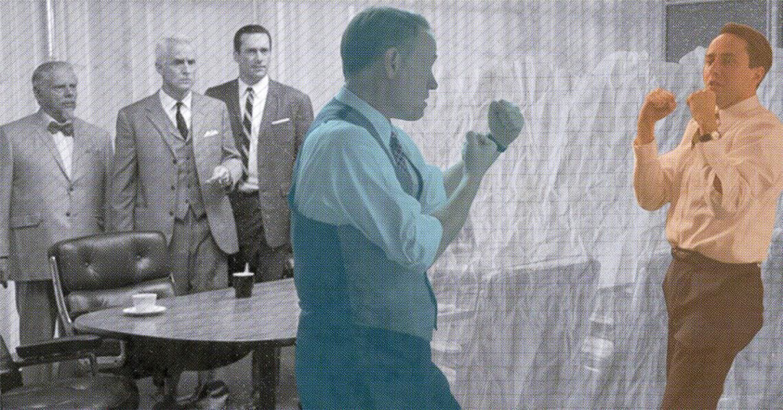 lane and pete from mad men fighting