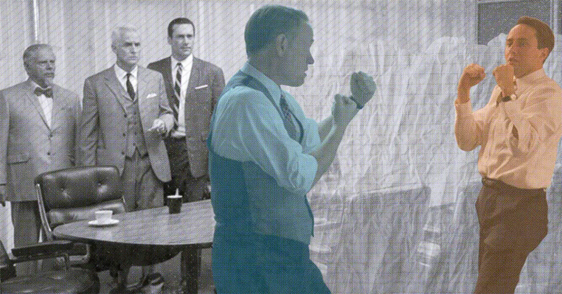 lane and pete from mad men fighting