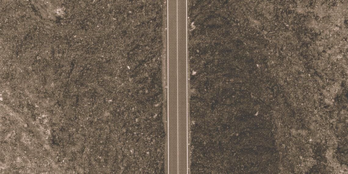 overhead view of stretch of road