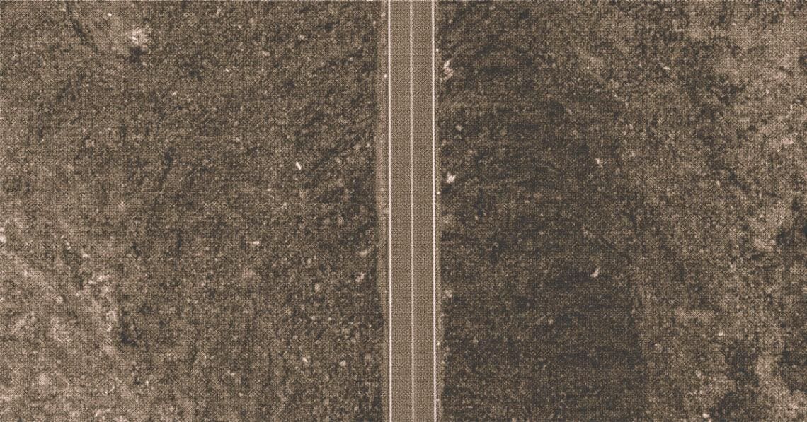 overhead view of stretch of road