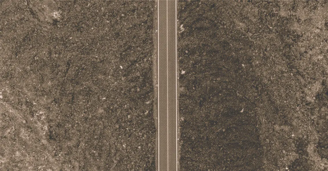 overhead view of stretch of road