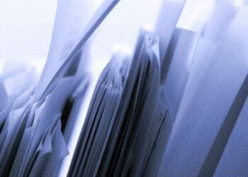 papers lined up in folders