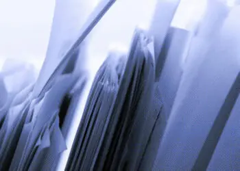 papers lined up in folders