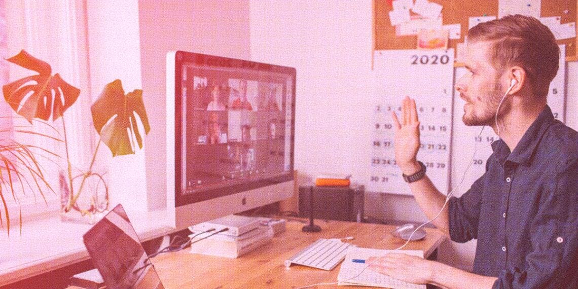 person having zoom meeting