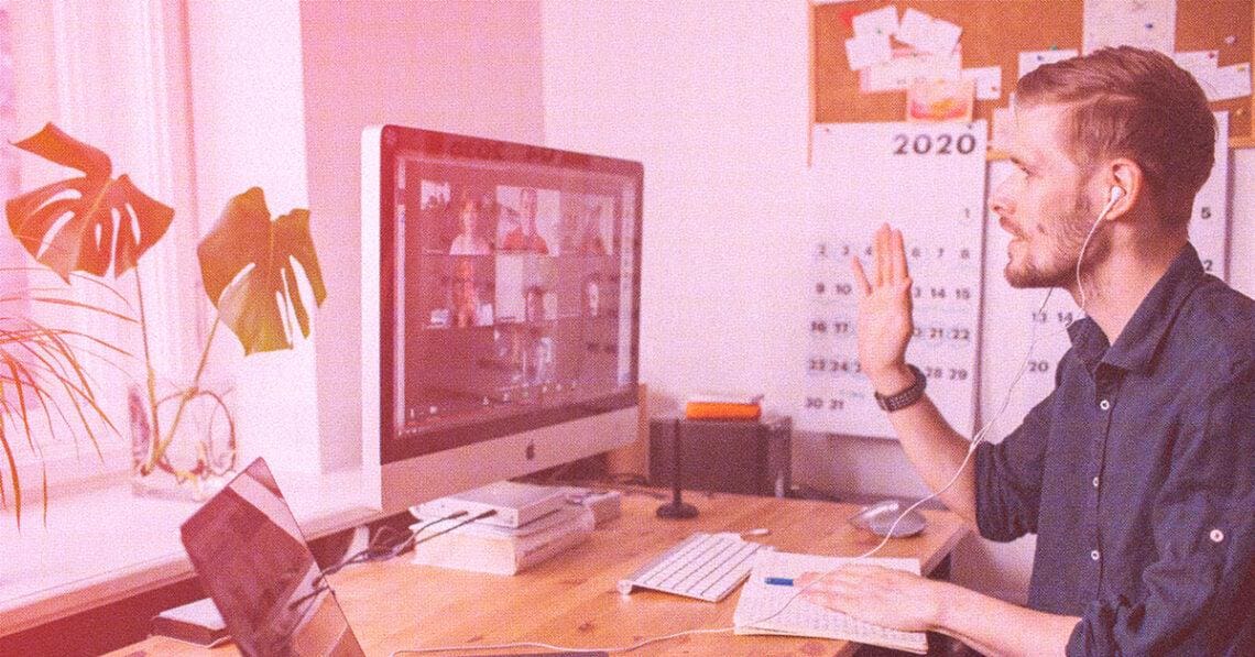 person having zoom meeting