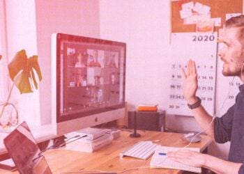 person having zoom meeting