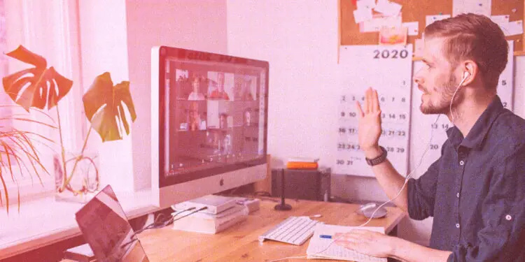 person having zoom meeting