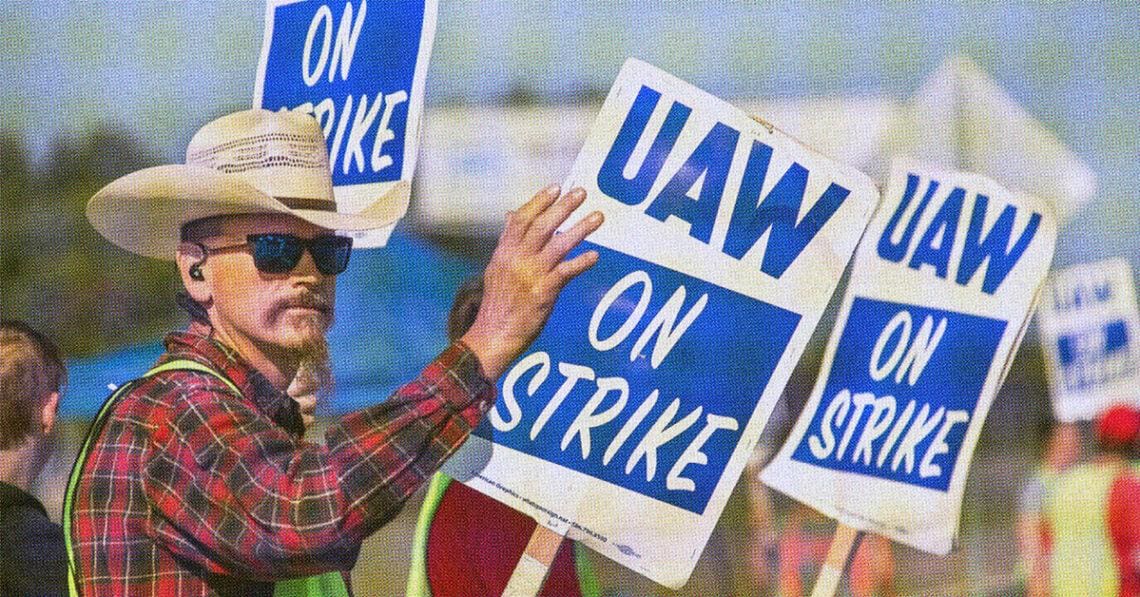uaw worker on picket line