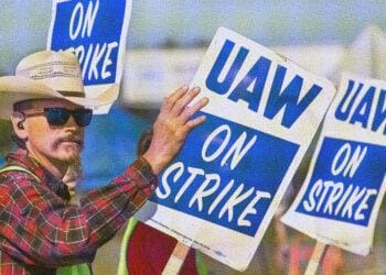 uaw worker on picket line