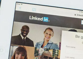 linked in homepage on a screen