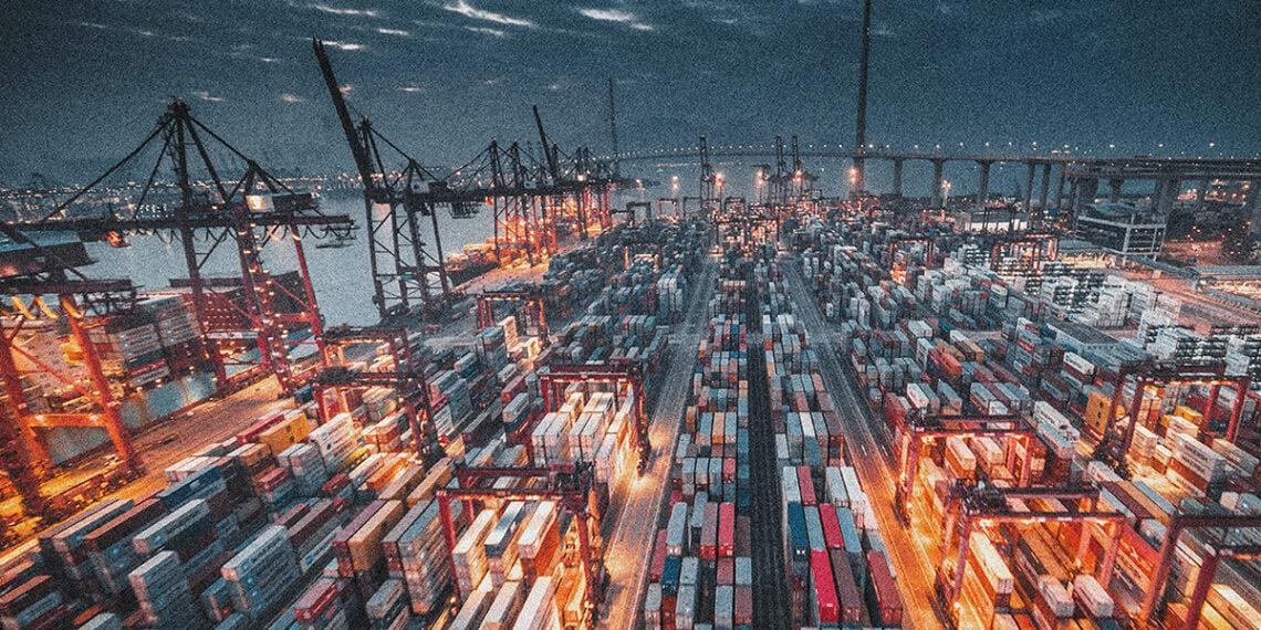 shipping containers in port