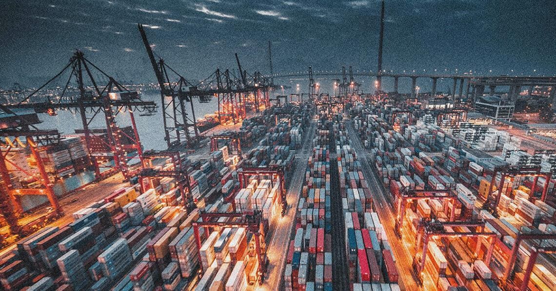 shipping containers in port