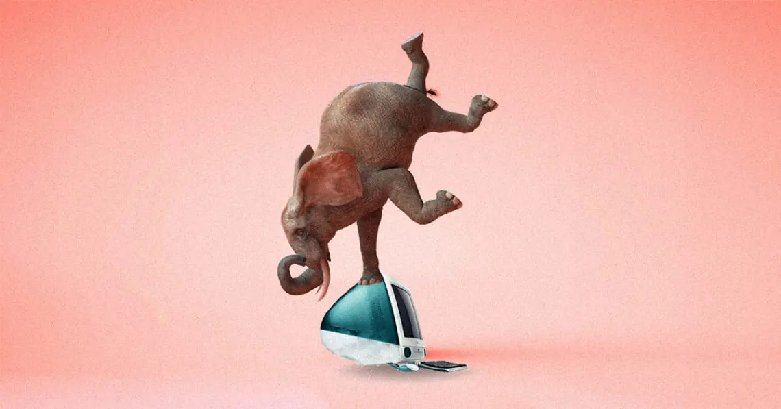 technical debt concept elephant on computer