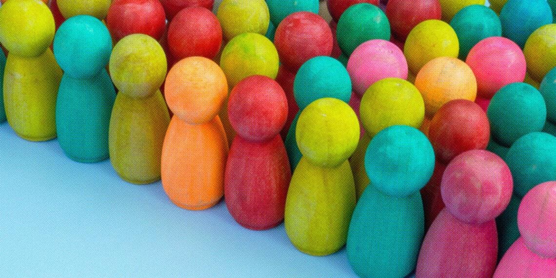 diversity concept with wooden block people