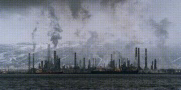 pollution from factories going into the air