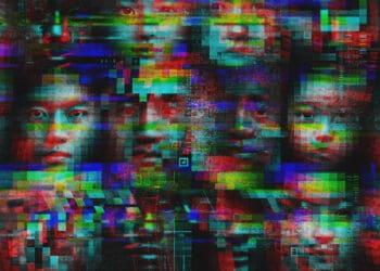 digital collage showing distorted faces