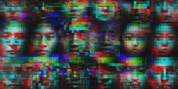digital collage showing distorted faces