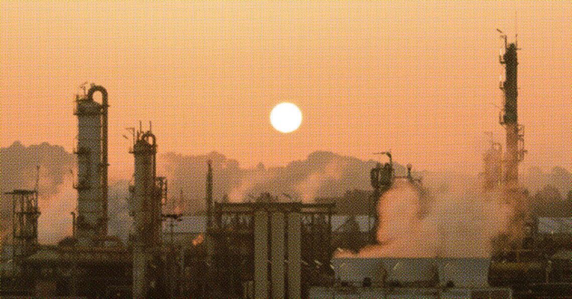 pollution against sunset sky