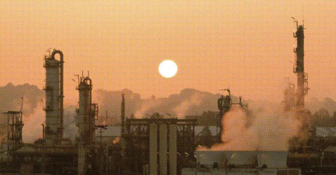 pollution against sunset sky
