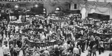 floor of the new york stock exchange 1950s