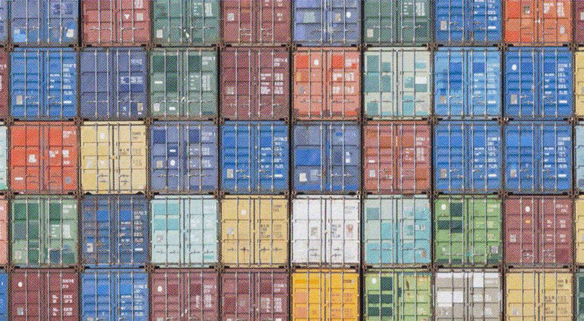 shipping containers in colorful stack