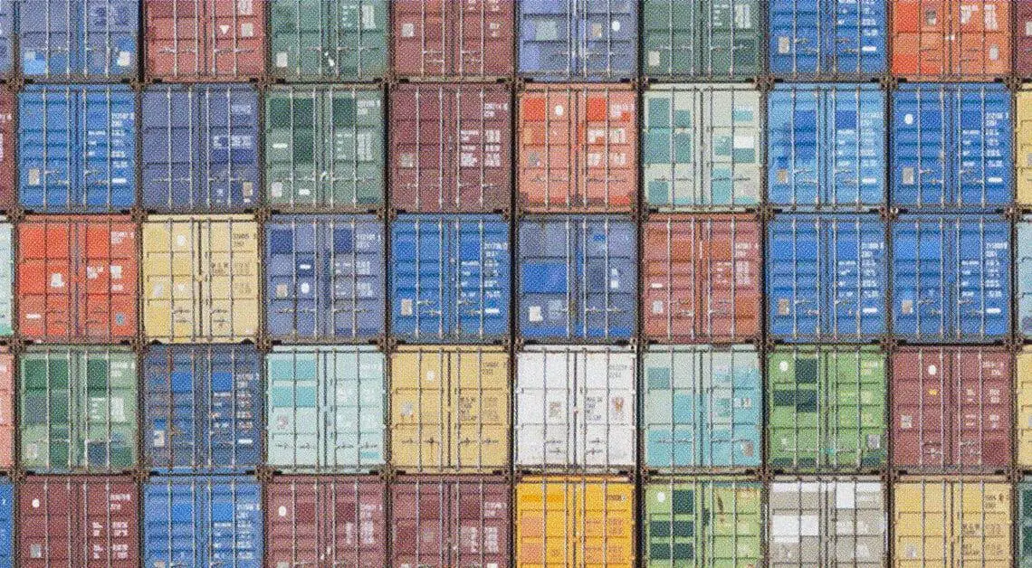 shipping containers in colorful stack