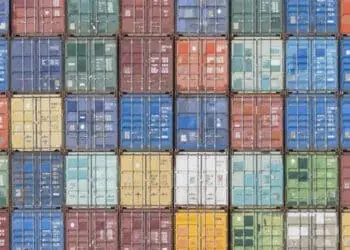 shipping containers in colorful stack