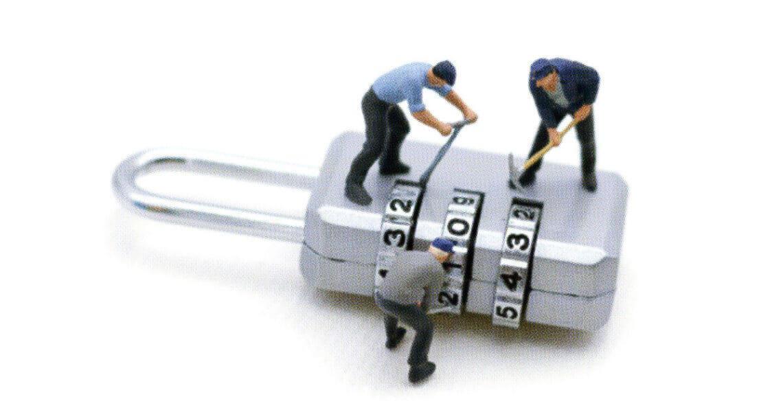 characters breaking into padlock