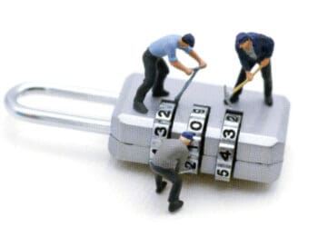 characters breaking into padlock