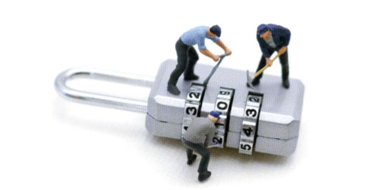 characters breaking into padlock
