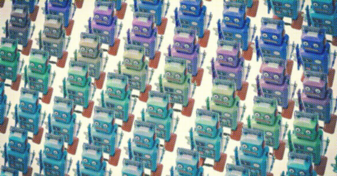 retro robots lined up