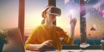 woman using metaverse at work