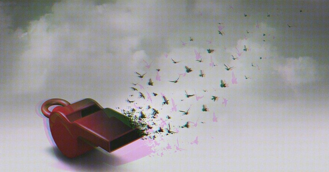 moody whistleblower concept birds flying