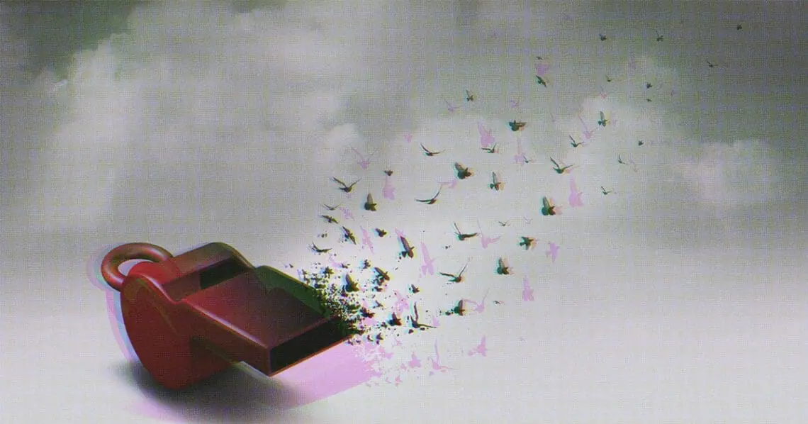 moody whistleblower concept birds flying