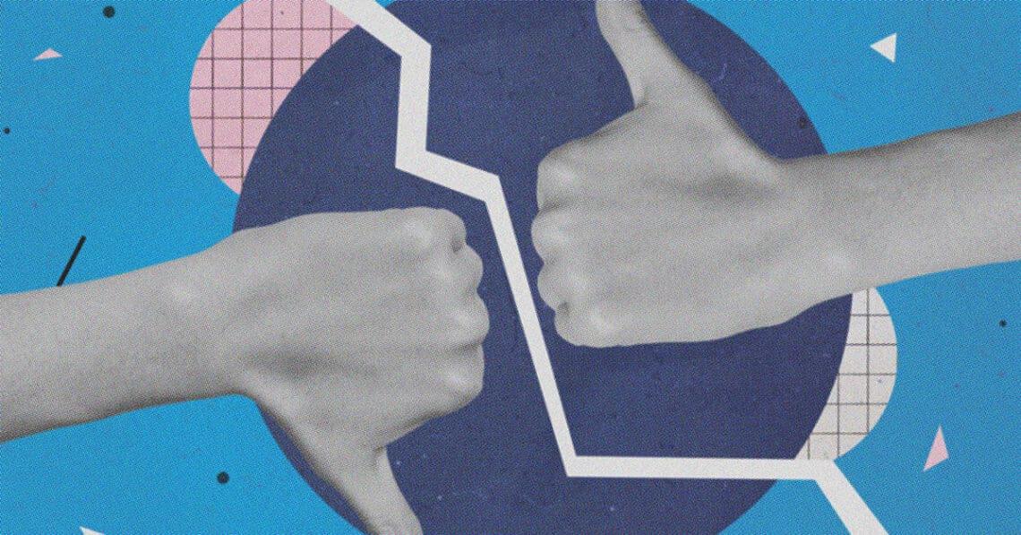 voting concept thumbs up and down