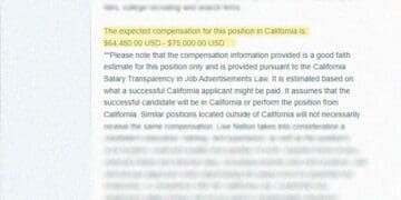 california salary range in job description