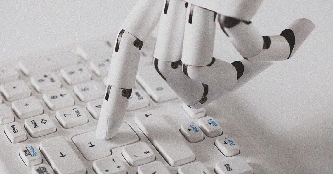 robot pressing keyboard enter key