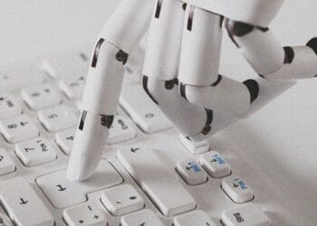 robot pressing keyboard enter key