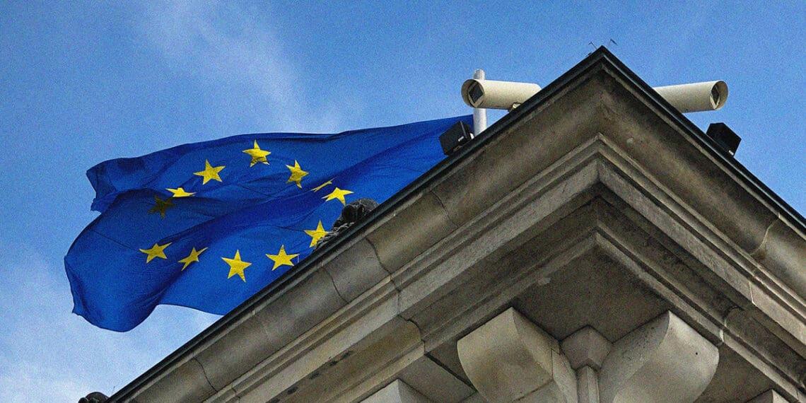 eu flag behind security cameras
