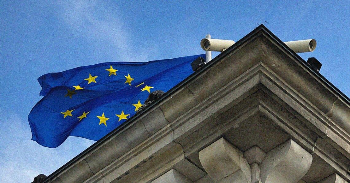 eu flag behind security cameras