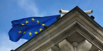 eu flag behind security cameras