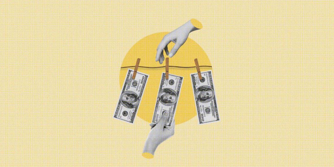 money laundering digital collage