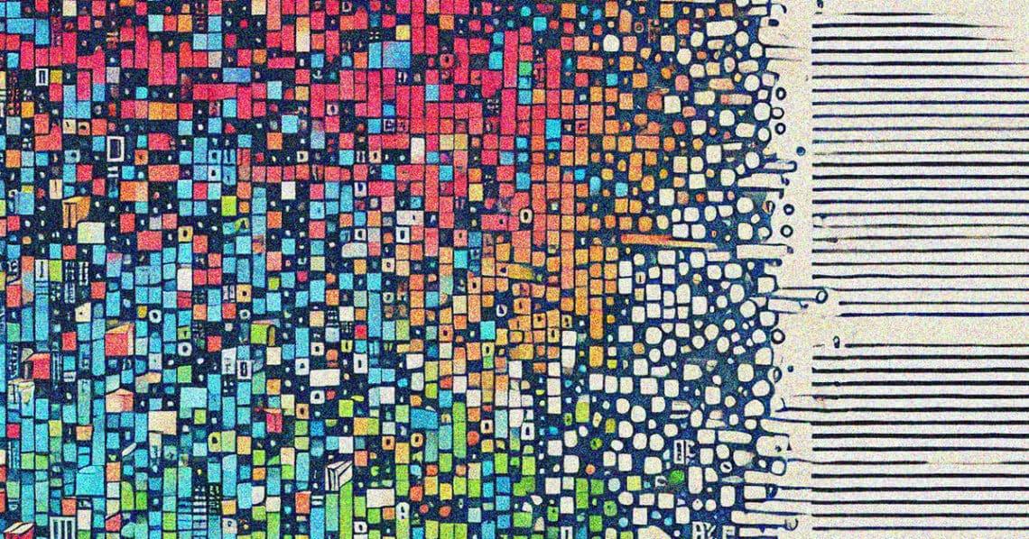 ai generated artwork pixels into paragraphs